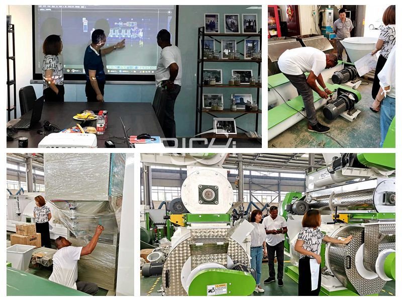 Customer inspection of hemp pellet production line equipment